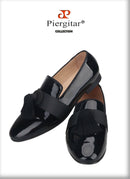 Piergitar New Summer Style Black Patent Leather Men's Loafers With Fringed Embellishments For Party And Prom Leather Insoles