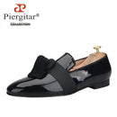 Piergitar New Summer Style Black Patent Leather Men's Loafers With Fringed Embellishments For Party And Prom Leather Insoles