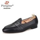 Piergitar new design calfskin men penny loafers slip-on men's dress shoes for prom and party handmade men smoking slippers