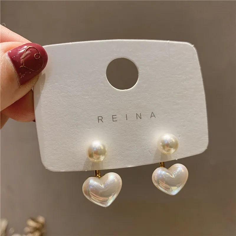 New Fashion Contracted Heart Pearl Fine Earrings