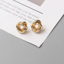 Women Gold Color Twist Round Earrings