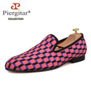 Piergitar New Arrival Handcrafted Multi-Colors 3D Print Check Men's Casual Canvas Shoes Loafer For Daily, Wedding and Party