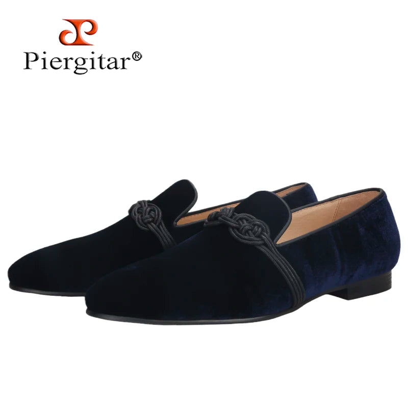 Piergitar Summer New Style Handmade Leather Rope Shape Men's Loafers Breathable Leather Insole Male Smoking Slippers Plus Size