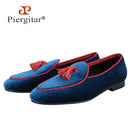 Piergitar Two Colors Top Quality Velvet Men's Loafers British Classic Style Handmade Tassels Slippers For Party And Banquet