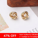 Women Gold Color Twist Round Earrings