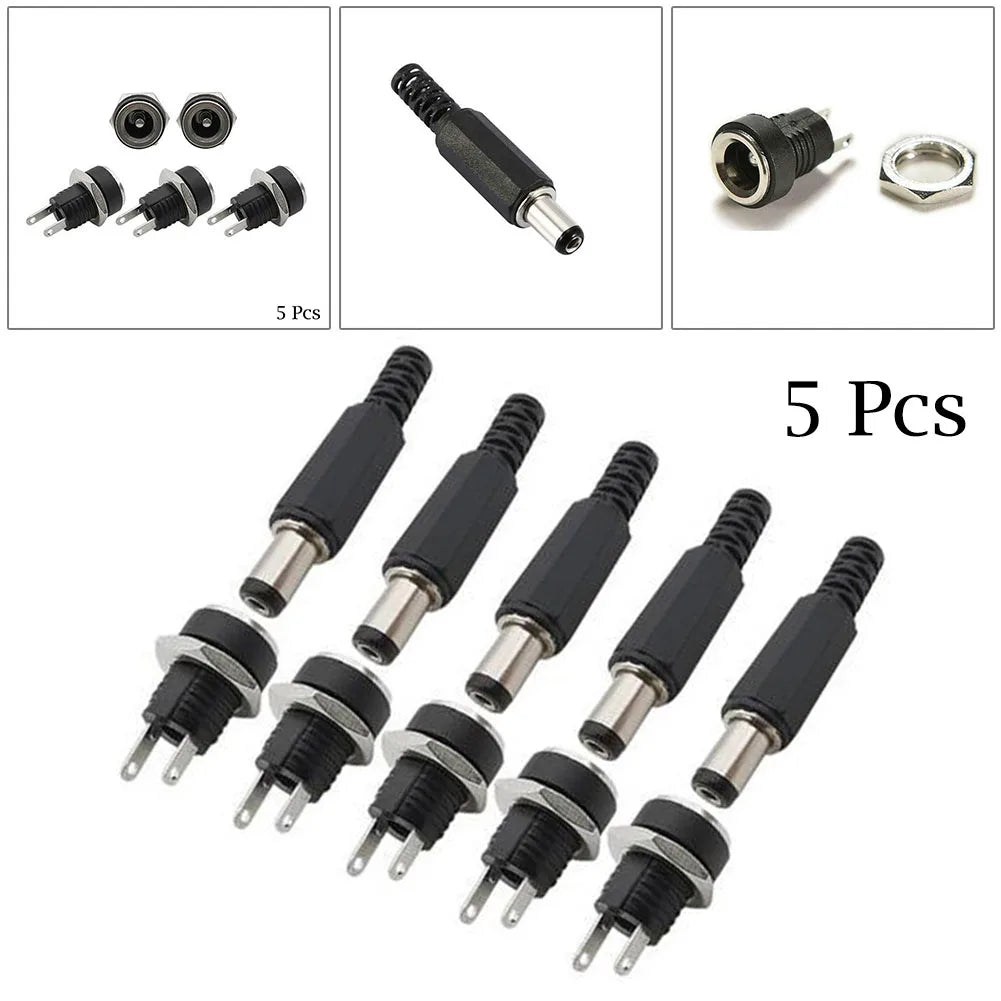 5 Pairs DC 12V Male Jack