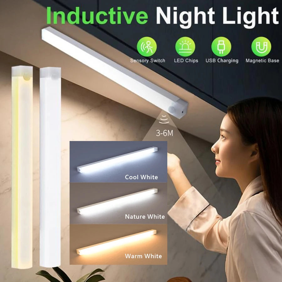 USB Type C Rechargeable Motion Sensor LED Bar Light