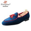 Piergitar Two Colors Top Quality Velvet Men's Loafers British Classic Style Handmade Tassels Slippers For Party And Banquet