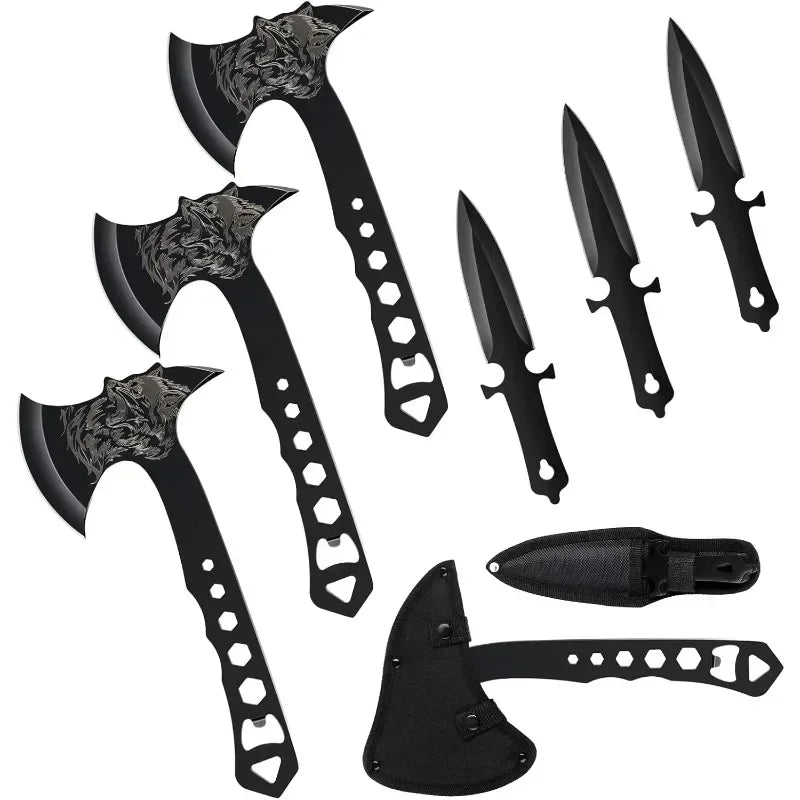 3-piece dart throwing axe and tomahawk set