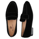 Piergitar Handmade Black Color Slip-On Loafers For Fashion Party And Wedding Men Velvet Shoes Smoking Slippers Leather Insole