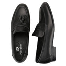 Piergitar Imported From Italy Black Calfskin Penny Loafers Handmade Removable Fringes Slip-On Smoking Slippers For Wedding/Party