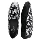 Piergitar New Plaid Stereoscopic Jacquard Fabric Men's Loafers Back Soft Sheepskin Smoking Slippers Handmade Slip-on Moccasin