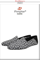 Piergitar New Plaid Stereoscopic Jacquard Fabric Men's Loafers Back Soft Sheepskin Smoking Slippers Handmade Slip-on Moccasin