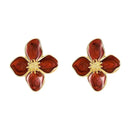 Women Retro Drip Glaze Red Flower Earrings