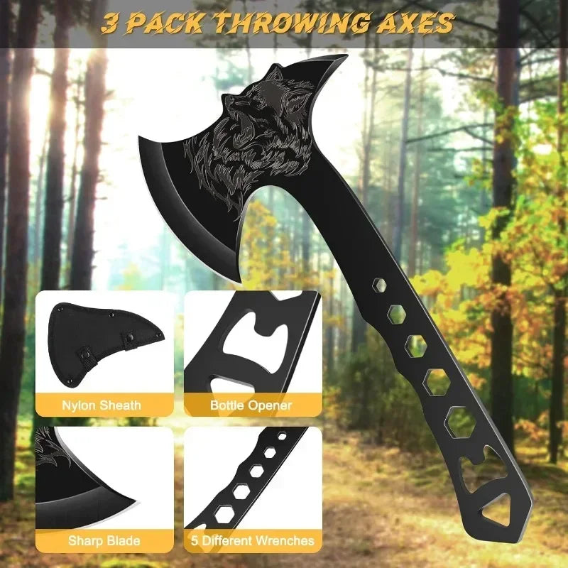 3-piece dart throwing axe and tomahawk set