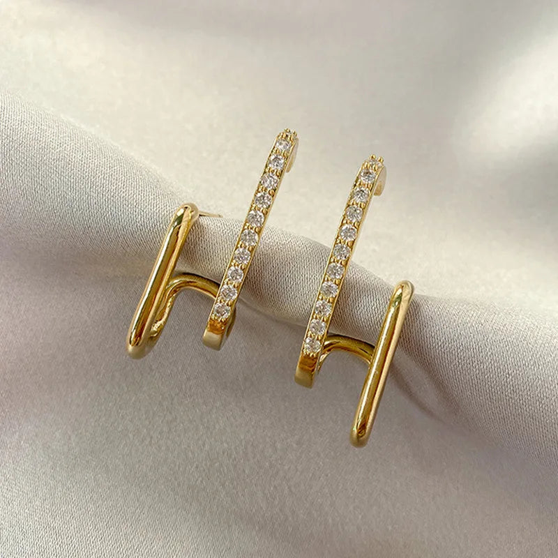 New Bright Crystal Luxury Claw Stud Earrings