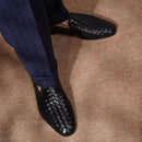 Piergitar Tricolour Woven Leather Slip-On Men's Loafers Around Hand-Braided Ropes Perfect Match Wedding And Party Suit Formal