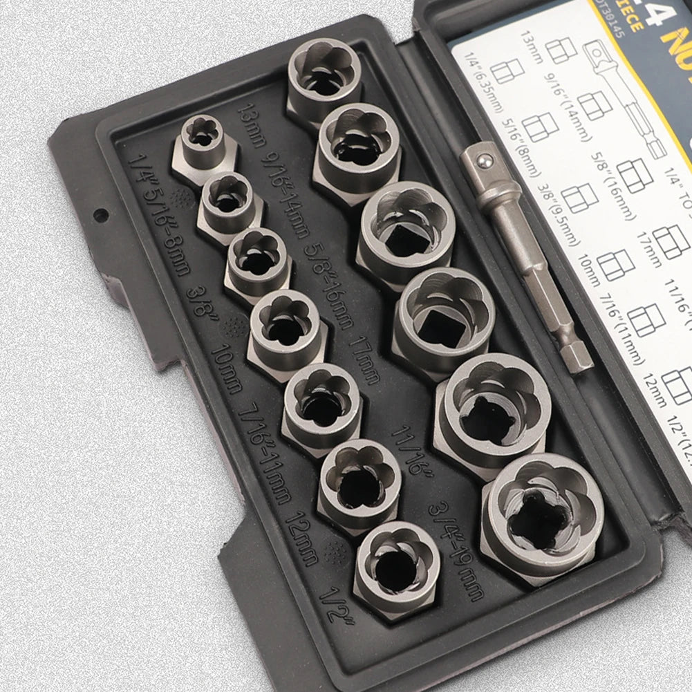 14 Pieces Impact Bolt & Nut Remover Set