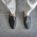 Piergitar Tricolour Woven Leather Slip-On Men's Loafers Around Hand-Braided Ropes Perfect Match Wedding And Party Suit Formal