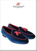 Piergitar Two Colors Top Quality Velvet Men's Loafers British Classic Style Handmade Tassels Slippers For Party And Banquet