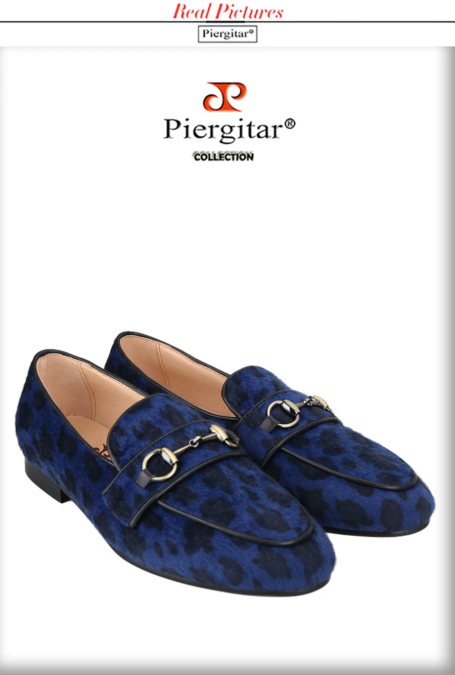 Piergitar Leopard Print Horsehair Men's Loafers With Bronze Horsebit Handmade Classic Style Slippers Breathable Leather Insole