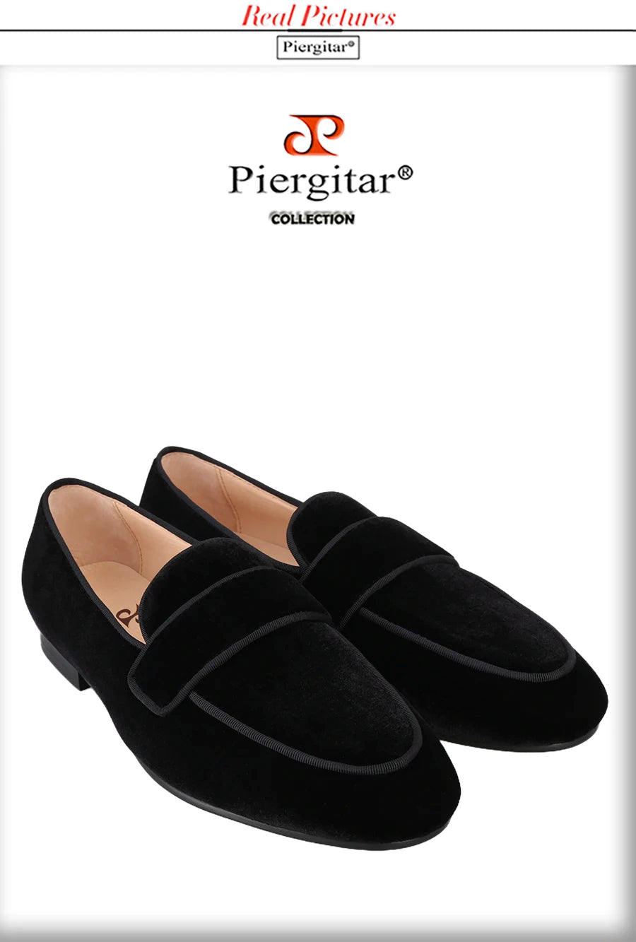 Piergitar Handmade Black Color Slip-On Loafers For Fashion Party And Wedding Men Velvet Shoes Smoking Slippers Leather Insole