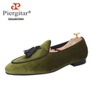 Piergitar Two Colors Top Quality Velvet Men's Loafers British Classic Style Handmade Tassels Slippers For Party And Banquet