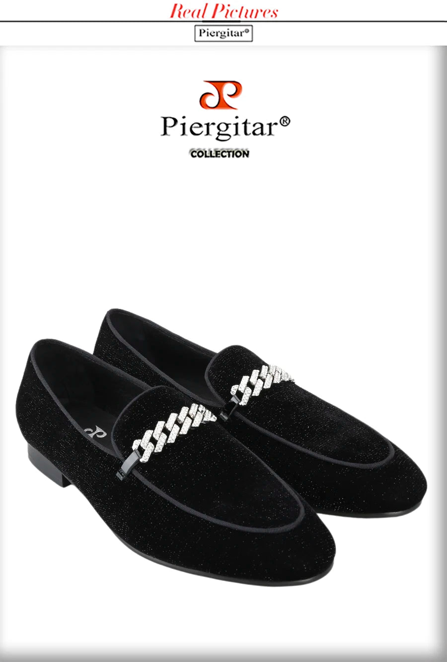 Piergitar Six Colors Meteor Shower Velvet Men's Loafers With Sliver Rhinestones Metal Buckle Handmade Slip-On Classic Moccasins